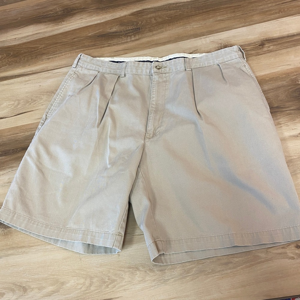 Vintage Polo Ralph Lauren Shorts Mens 40 Tyler Khaki Cotton Pleated
